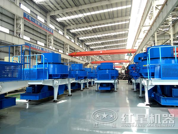 紅星河卵石制砂機廠家車間一角