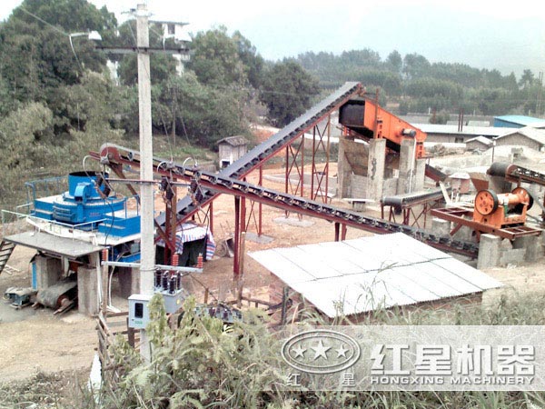 鵝卵石制沙機客戶現場