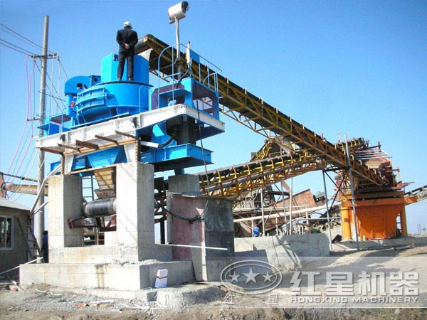 河卵石制沙機生產現場