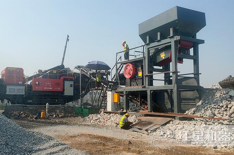 建筑垃圾移動破碎機(jī)現(xiàn)場