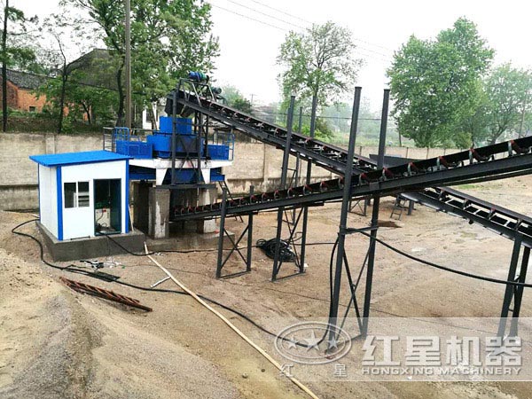 小型河卵石制砂生產(chǎn)線現(xiàn)場(chǎng)
