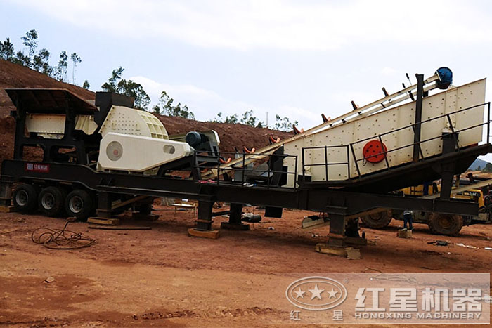 紅星泉州用戶自動化移動錘式打砂機作業現場