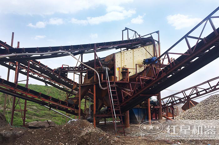 鵝卵石制砂加工現場