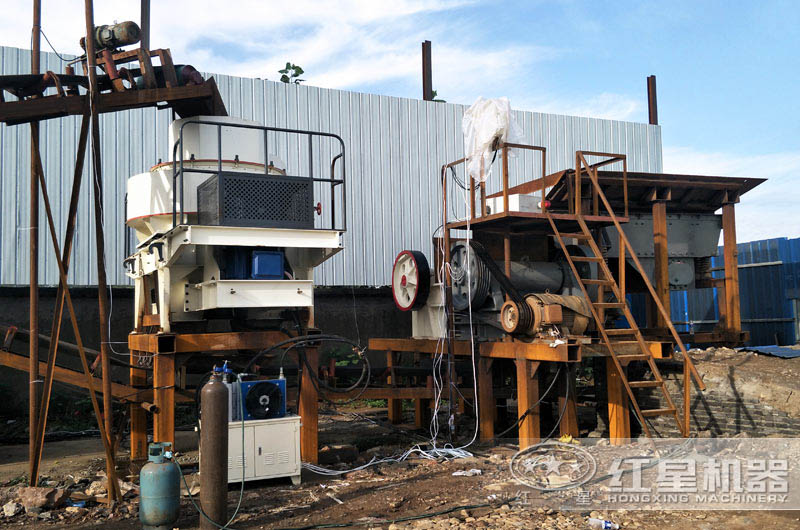 整套粉砂子機器搭建現場