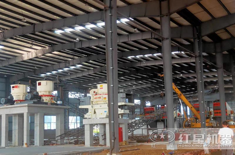固定式制砂生產的現場圖